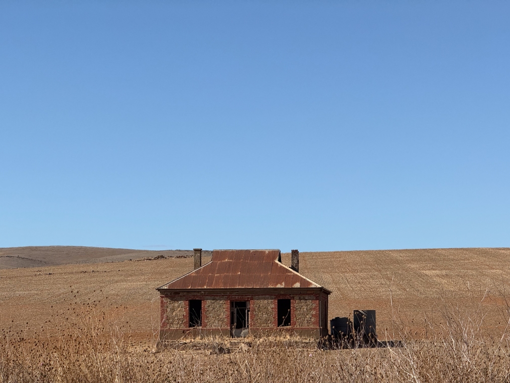 Iconic ruins of sandstone house in rural South Australia