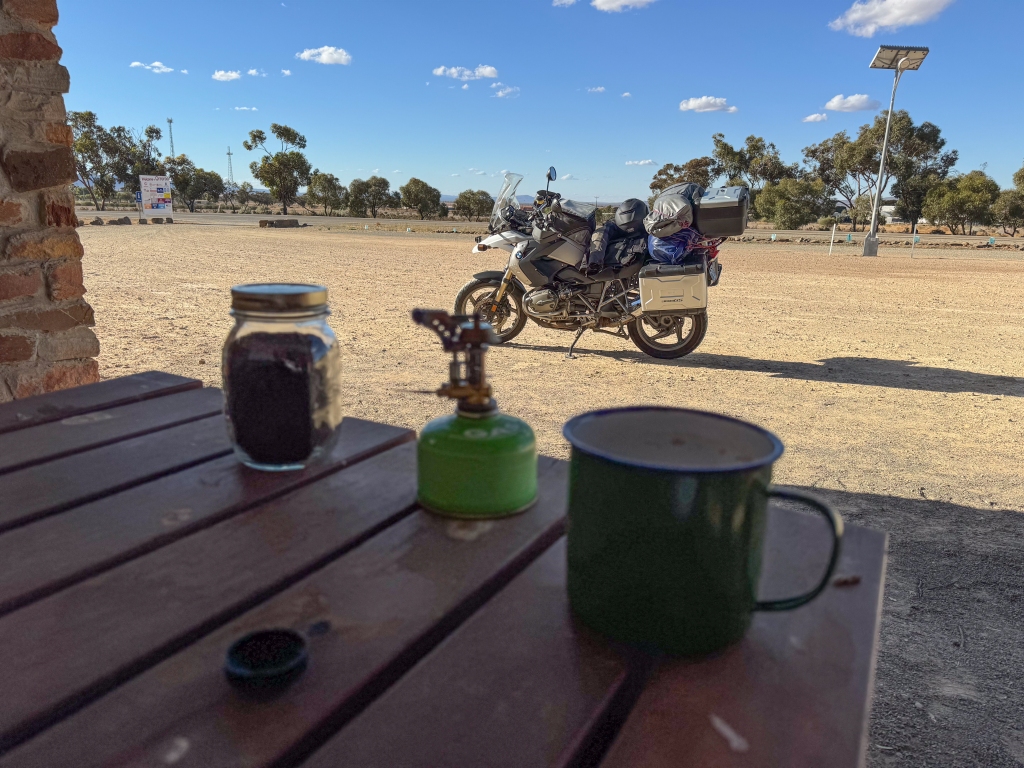 Boiling the billy as nearing Orroroo in South Australia. 