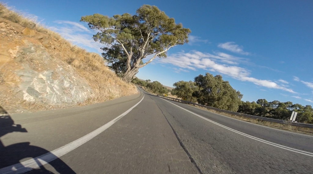 One of many sweeping bends on the hill climb from Palmer to Tungilla in South Australia